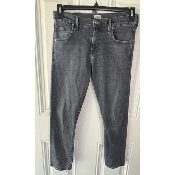 Citizens of Humanity Elsa Mid Rise Slim Fit Crop Black Size 25 Women’s Raw Hem - Picture 1 of 10